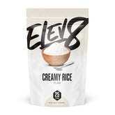 Elev8 Creamy Rice front packaging showing label and serving claim for quick identification and convenience