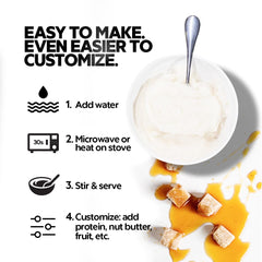 Elev8 Creamy Rice powder close-up texture illustrating fast-mixing performance