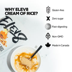 Elev8 Creamy Rice measuring scoop and spoon showing portion control convenience