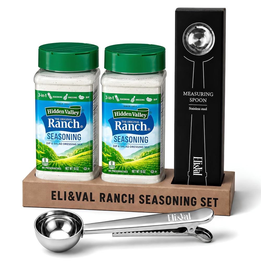 ELI&VAL front packaging showing two 16 oz Hidden Valley containers, ideal for stock-up