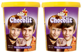 ELITE Chocolit front packaging in resealable tub highlighting dairy-free benefit