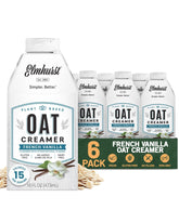 Elmhurst front packaging showing French Vanilla oat creamer, clear ingredient benefit