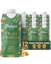 Elmhurst pistachio cream front packaging showing bottle and label benefits