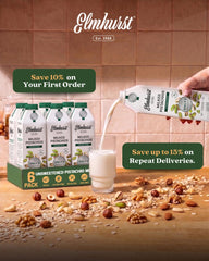 Elmhurst pistachio milk with whole pistachios highlighting natural ingredients benefit