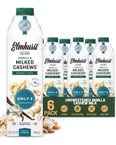 Elmhurst carton front view showing label and unsweetened vanilla benefit
