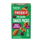 Emerald front box packaging showing seven 100 calorie packs and branding benefit convenience