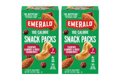 Emerald front packaging showing cashews, almonds and cranberries and convenient grab-and-go benefit