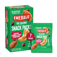 Emerald opened pouch displaying a 100-calorie portion for easy portion control benefit