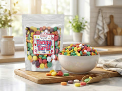 EMPORIUM candy flavor lineup showing six fruit varieties for variety