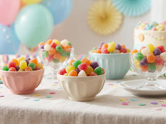 EMPORIUM CANDY assorted colorful gumdrops scattered for vibrant visual appeal