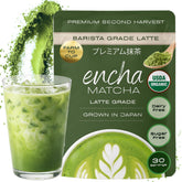Encha front packaging showing organic barista-grade matcha for fresh lattes