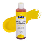 ENCO front label showing yellow lime bottle and clear product identity, professional look