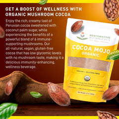 EnerHealth Cocoa Mojo open canister with scoop showing ease of use