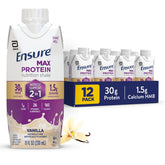 Ensure Max Protein vanilla front bottle showing label and ready-to-drink benefit
