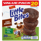 Entenmann's front box showing value pack and 20 individually wrapped brownies benefiting storage