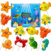 EORA front packaging of 24 sea creature lollipops, colorful and ready for parties