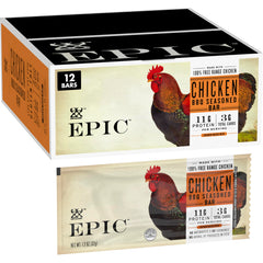 Epic BBQ Chicken front packaging showing brand and savory bar benefits