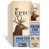 EPIC front packaging showing venison strips and bold branding, highlights convenience