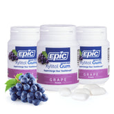 Epic grape gum front packaging showing 3-pack and benefits
