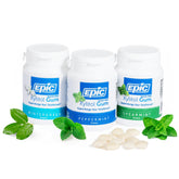 Epic gum front packaging three-pack mint shows product convenience