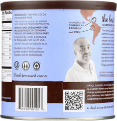 Equal Exchange powder texture close-up showing fine cocoa for consistent mixing benefit
