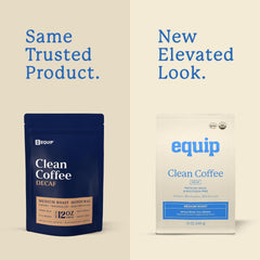 Equip decaf clean coffee whole beans closeup highlighting fresh aroma