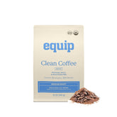 Equip decaf clean coffee front package showing organic Fair Trade benefits