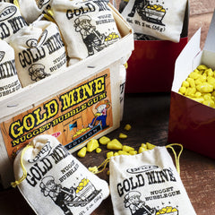 Espeez close-up of gold nugget wrapper and chewable gum texture benefit