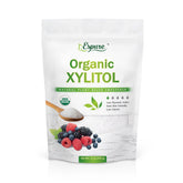 Espure front packaging showing organic xylitol, clear label and size benefits