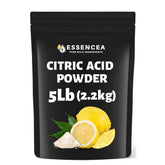 Essencea front pouch showing 5LB citric acid for bulk storage and convenience