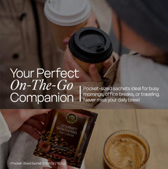Eternal Spirit Beauty single sachet closeup highlighting portable instant latte
