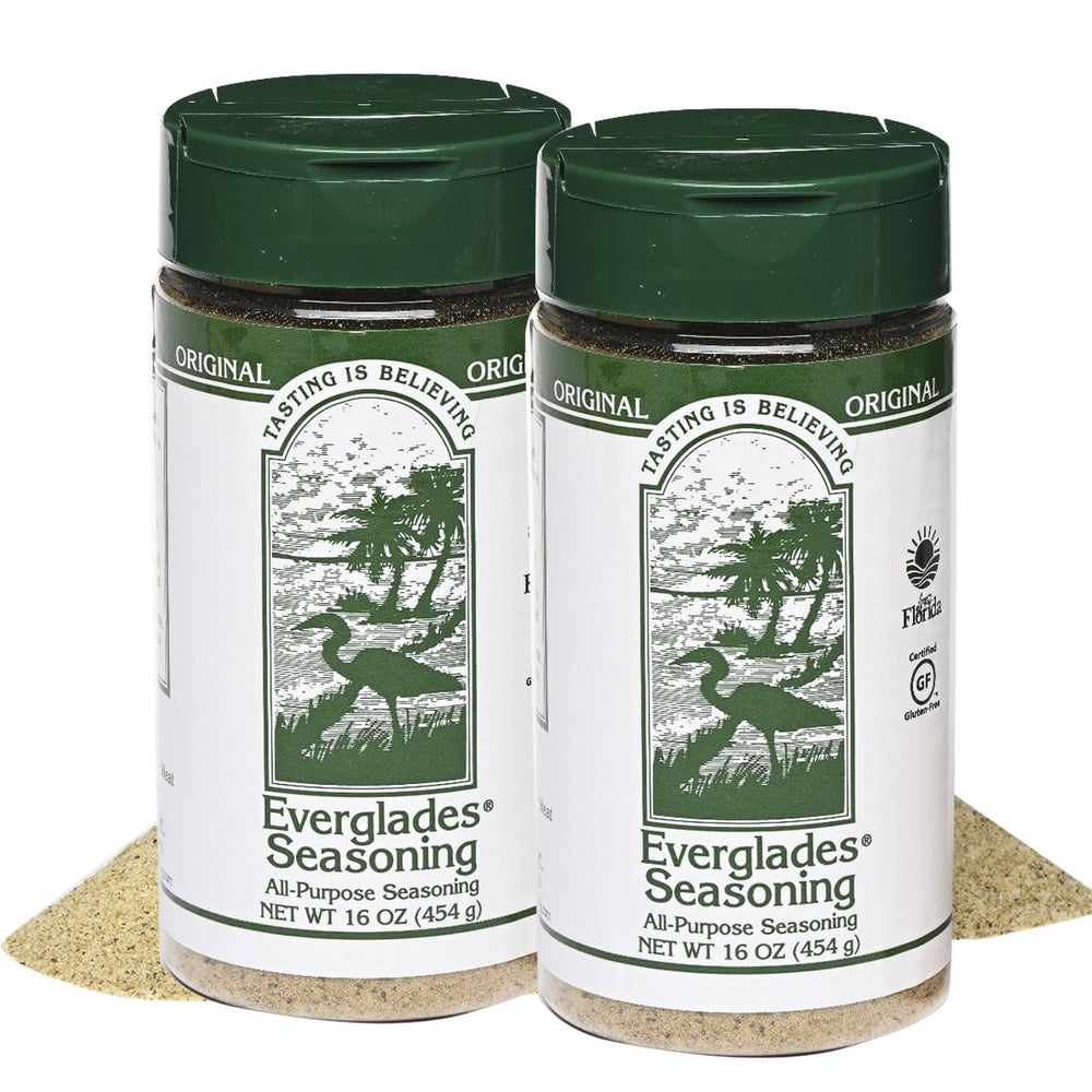 Everglades seasoning front packaging showing two 16 oz jars and shelf-ready design