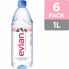 evian bottle closeup label highlighting source and purity for consumer trust