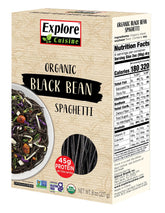 Explore Cuisine front box view showing organic black bean spaghetti, highlighting convenience