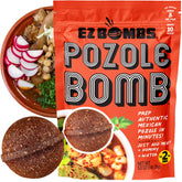 EZ Bombs front packaging showing 2-pack and product benefit quick authentic pozole