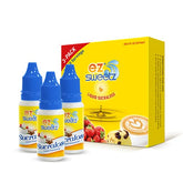 EZ-Sweetz front packaging showing three 0.5 oz bottles and serving info for convenience