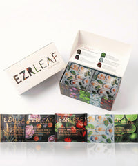EZR LEAF box front view showing elegant rose-gold gift packaging and variety