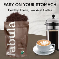 French press brewing Fabula coffee showing rich aroma and body