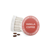Fabula vanilla medium roast front packaging shows 24-count and compostable benefits