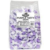 Fairtime front bag view showing bulk grape taffy and easy serving