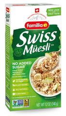 Familia front packaging showing product name and no added sugar benefit