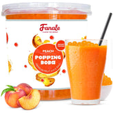 Fanale front packaging showing 7-pound peach popping boba, convenient bulk supply