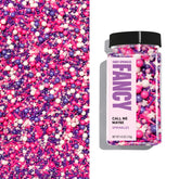 Fancy Sprinkles front packaging showing pink purple white mix for easy decorating