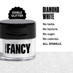 Fancy Sprinkles close-up of diamond white luster dust texture highlighting fine shimmer