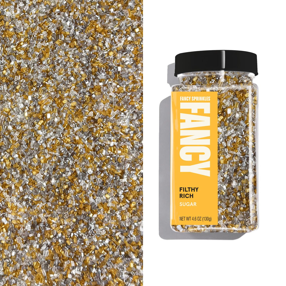 Fancy Sprinkles Filthy Rich front pack showing product and branding for elegant finishing