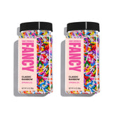 Fancy Sprinkles front packaging showing colorful jimmies and serving suggestion