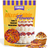 Fangkic front packaging showing colorful edible flower blend and quantity