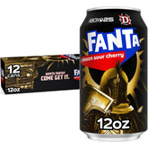 Fanta Crimson Sour Cherry front pack showcasing 12 cans and vibrant branding benefit: collectible display