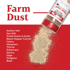 Farm Dust jar top view with wide mouth for easy scooping and convenient use