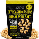 Farm Fresh Nuts front packaging showing whole cashews and 2 lb size benefit